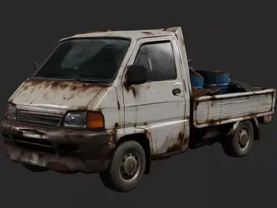 Rusty Mini Pickup Truck Game Ready PBR Model Low-poly 3D model