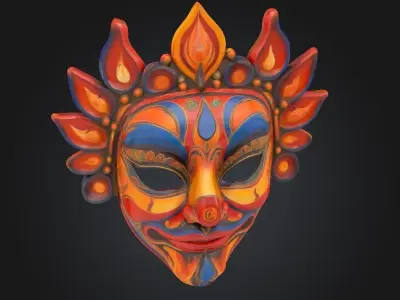 Cosplay Indian Face Mask - Prom Indian Embroidered Mask 3D print model