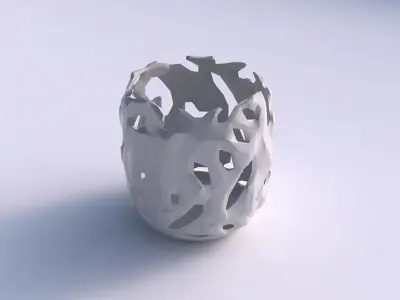 Bowl cylindrical with faceted cuts and bulges  3D print model