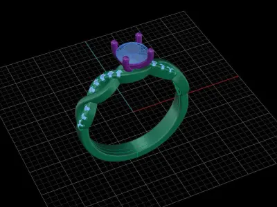 Luxury engagement ring 3D print model 5