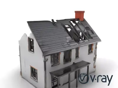 Eroded Fire-Damaged House Ruins model pack Low-poly 3D model