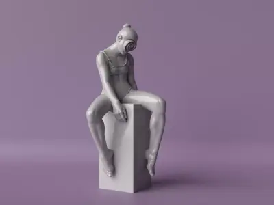 Faceless Girl  Minimalist Sitting Sculpture 3D print model