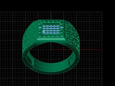 Print Ready STL 3DM  Gents Rings Diamond Men Ring  3D print model 72