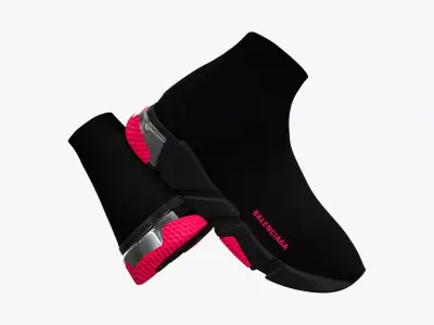 Balenciaga Speed Clear Sole Trainers Black Pink 3D model