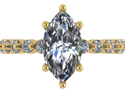 marquise solitare with floating diamond on shank  3D print model