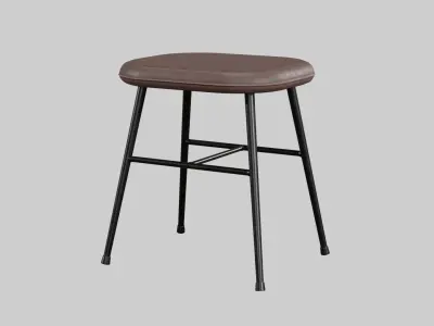 Spine metal base stool-leather Low-poly 3D model