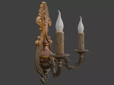 Ornate Antique Wall Sconce Lamp 3D Model 3D model