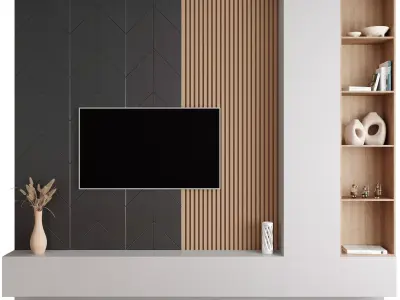 TV Wall with decoration  3D model