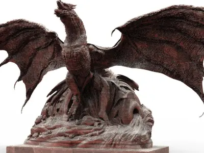 Dark Dragon Killgharrah  With abstract model stand 3D model