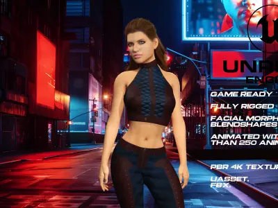 Casual girl full rigged - game ready - animated Low-poly 3D model