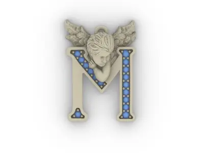 My Angel Letter Pendant Necklace 3D print model