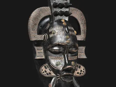 African masks Senufo Porcupine Low-poly 3D model