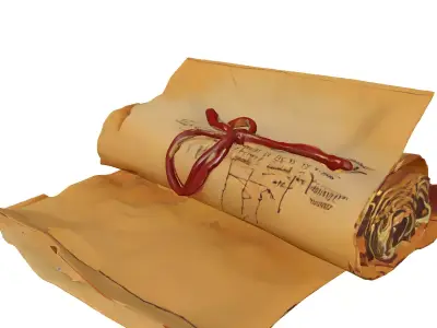 Ancient Rolled Fantasy Map Low-poly 3D model