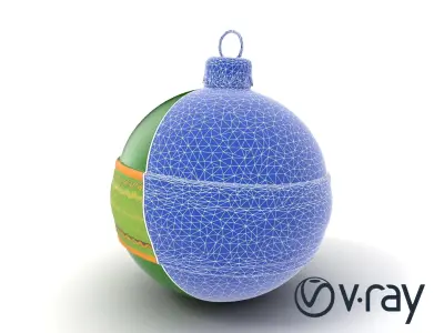 Festive Green Striped Ornament model pack Low-poly 3D model