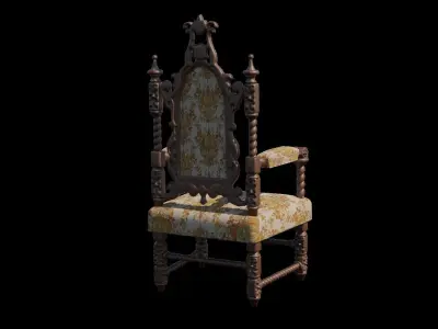 Renaissance Style HighBacked Chair 2 model Low-poly 3D model