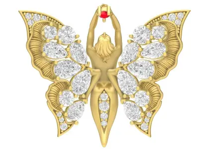 Luxury Fairy Butterfly Diamond Pendant Jewelry Design 3607 3D print model