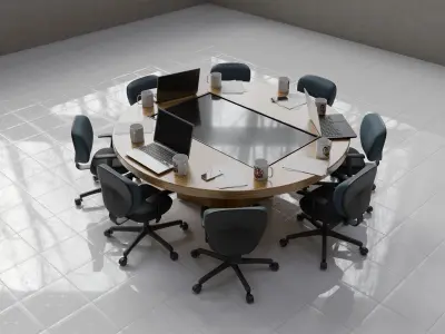 Modern Conference Room Table Setup Office Meeting Scene 3D model