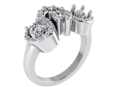 Round Halo Unique Ring 2504 3D print model