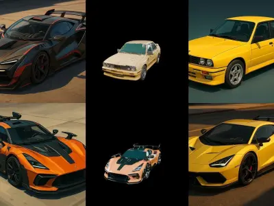 Sport Car bundle 4 pack 100 glb 3D model