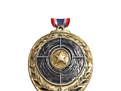 Golden Military Achievement Medal Low-poly 3D model
