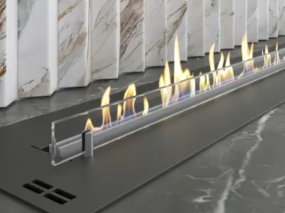 Decorative wall with fireplace set 13 3D model