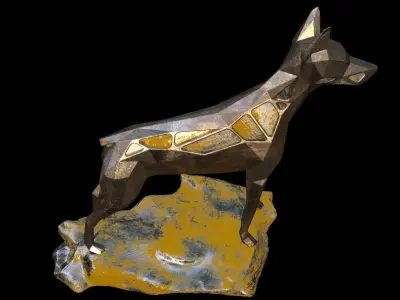 Steampunk Doberman Pinscher Rock Low-poly 3D model