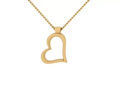 Minimal Heart Pendant 3D Model   Yellow Gold STL Free 3D print model