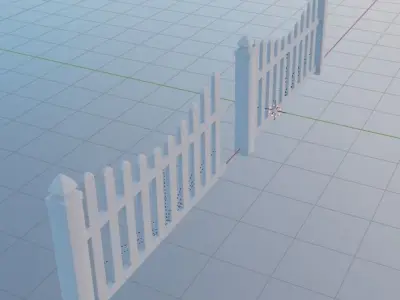 White vinyl fence Free low-poly 3D model
