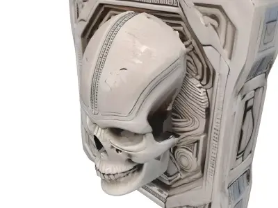 Alien Skull Ancient SciFi Relief Low-poly 3D model