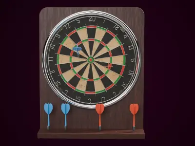 Vintage Petite Dart Board Game Low-poly 3D model