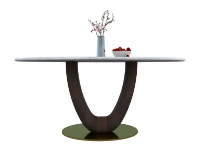 Oval Dining Table and Chair Low-poly 3D model