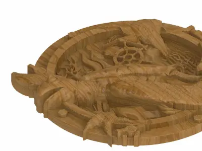 Carved panel painting STL 3D model 11