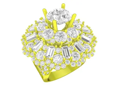 7286 luxury baguette diamond engagament ring  3D print model