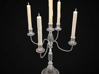 Five Point Candelabra Low-poly 3D model