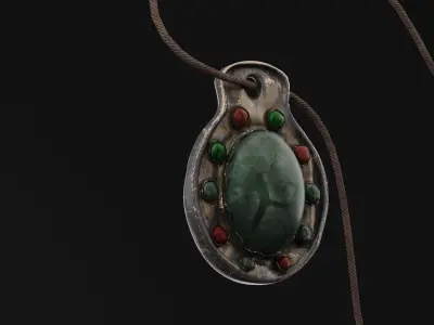 Green Amulet Low-poly 3D model