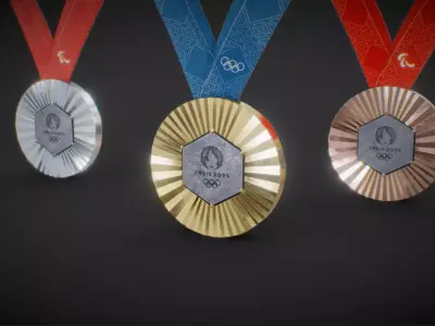 Official Paris 2024 Summer Olympics Medals Low-poly 3D model