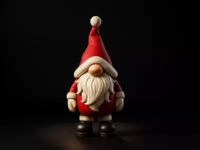 Adorable Christmas Gnome Santa Gnome Figurine 3D print model
