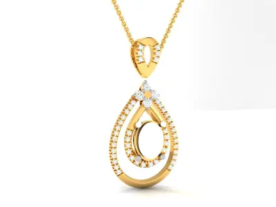 Solitaire Women Pendant 3DM STL OBJ FBX Render Details 3D print model 5