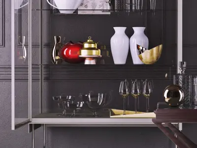 Decorative Set living room with furniture and shelves 3D model