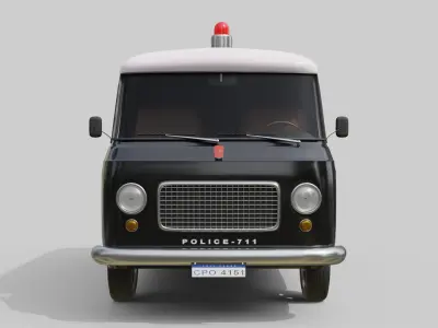 Realistic Vintage Police Van High-Detail Game-Ready Render Asset Low-poly 3D model
