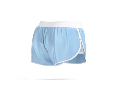 Blue Women Sport Shorts - fitness jersey panties 3D model