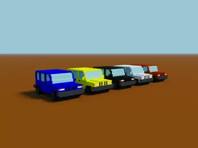 Voxel Jeep Low-poly 3D model