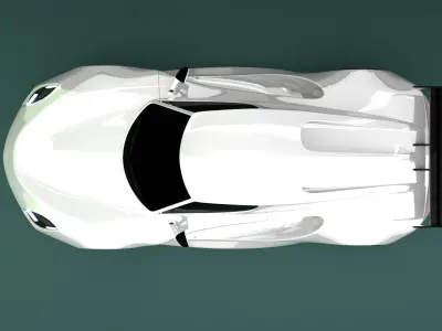 High Performance White Sports Car 3D Model  Blender Shaded 3D model