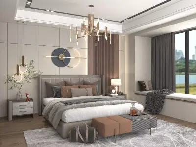 Modern Bedroom Scene 14 3D model