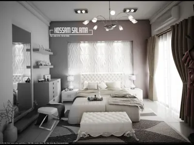 Modern bedroom scene 3D model Bed room 1 Free 3D model