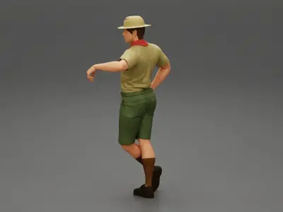 Boy scout standing at scout camp during their summer camp 3D print model