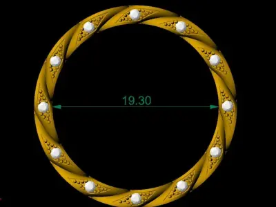 Emerald Link Cuban Band Ring 3D print model