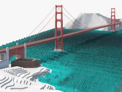 Golden Gate Bridge Environment Low-poly 3D model