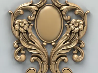 Carved decor vertical 002 3D model