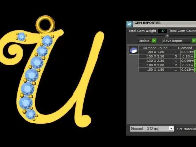 Alphabet V1 Font Style Pendant U 3D print model